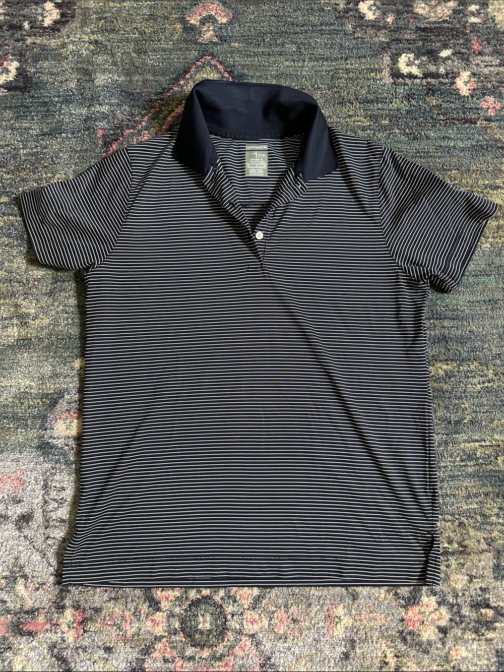 Page and Tuttle Cool Swing Women's Navy and White Striped Short-Sleeve Polo Tee